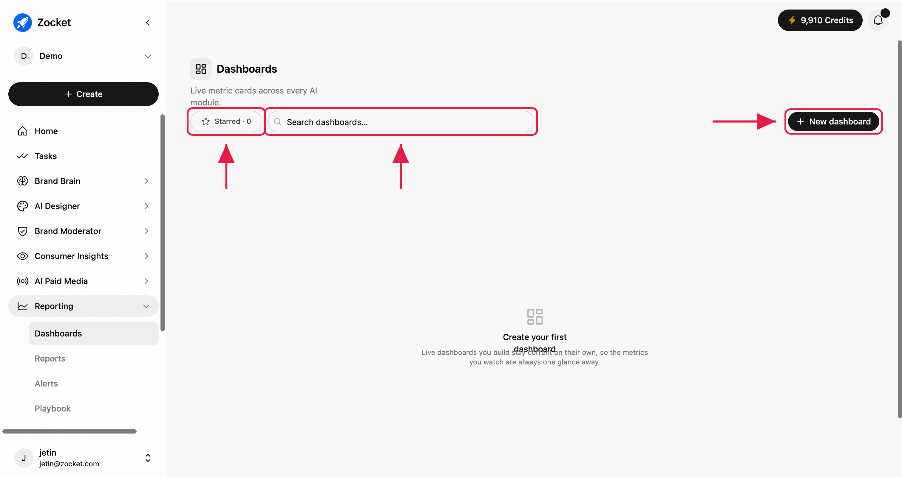 Reporting: Dashboards: Dashboards landing