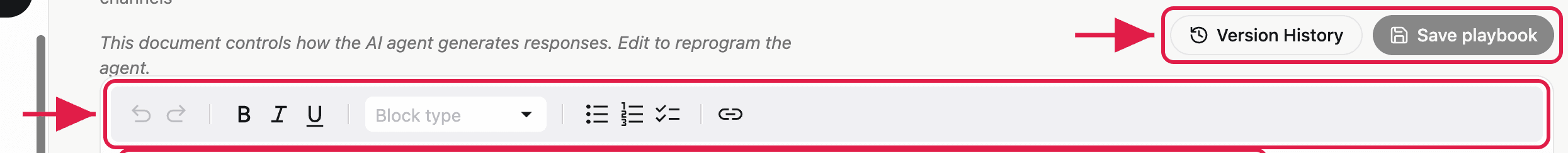 Brand Moderator: Agent Playbook: Playbook controls and editor
